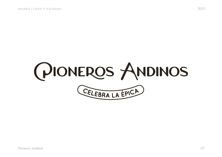 Pioneros Andinos, logotipo y texto acompañante