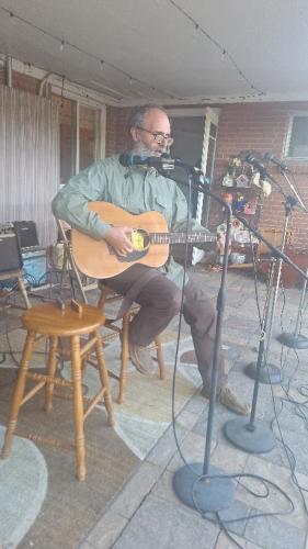 This is me, playing at a friend's backyard spring music fest.